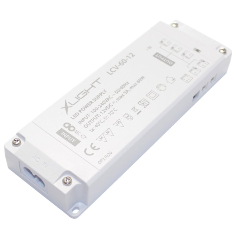 XLIGHT LED napáječ 60W 12V (LCV-60-12) s přívodním kabelem 1,5m