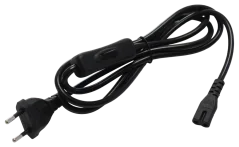 Kabel C7 s vypínačem a vidlicí 1,5m černý pro LED napáječ XLIGHT