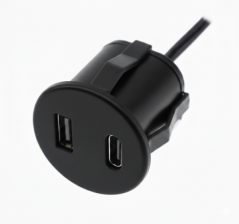 USB A-C nabíječka kulatá - černá