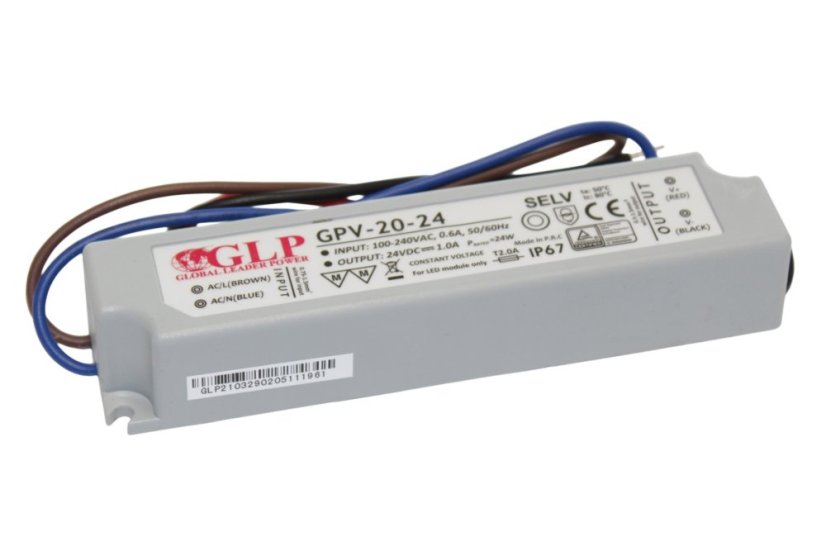 LED napáječ IP67 GLP GPV-20-24 24W 24V