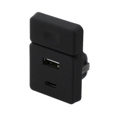 USB A-C DOUBLE nabíječka s vypínačem - černá