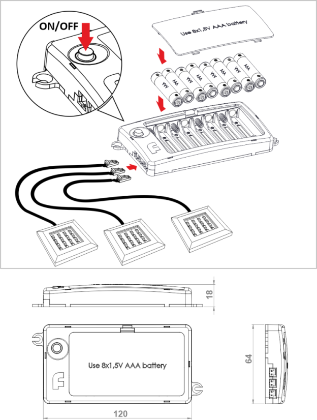 Box na baterie 8xAAA 1,5V