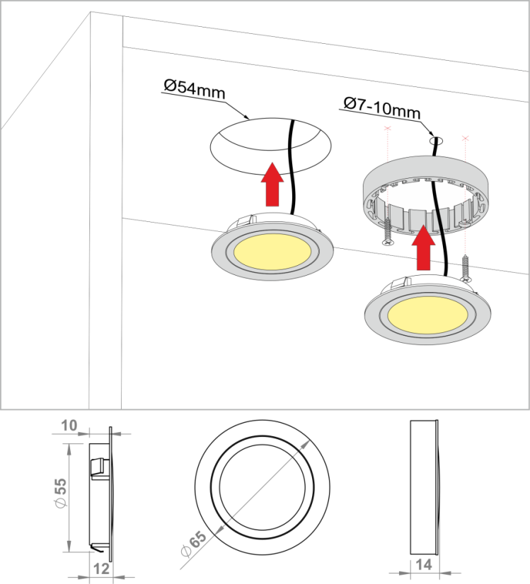 ROUND DISTANS - inox - teplá bílá