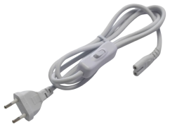 Kabel C7 s vypínačem a vidlicí 1,5m bílý pro LED napáječ XLIGHT