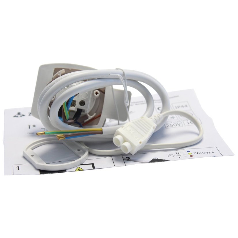 Koupelnová zásuvka s vypínačem IP44