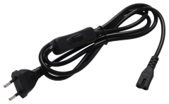 Kabel C7 s vypínačem a vidlicí 1,5m černý pro LED napáječ XLIGHT