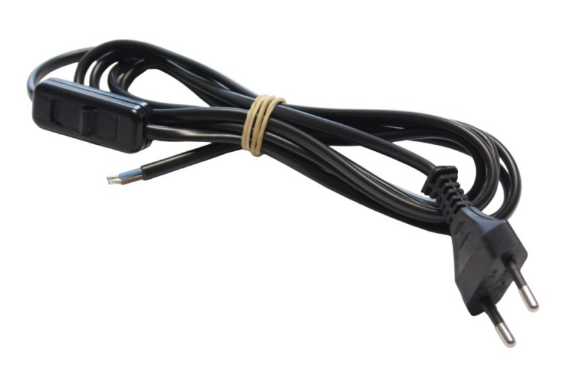 Kabel s vidlicí 2m s vypínačem - černý