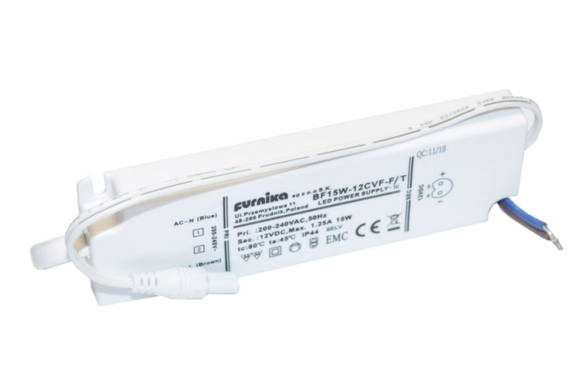 LED napáječ IP44 FURNIKA 15W 12V s IP44 konektorem