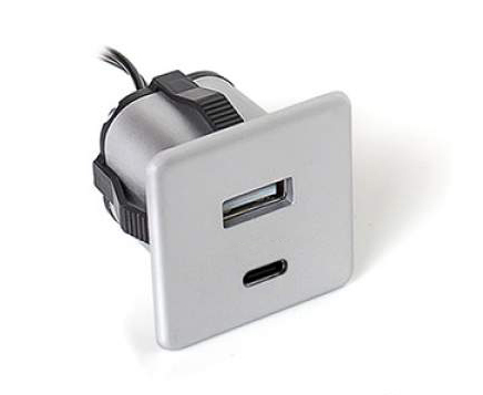 USB Quick A-C nabíječka hranatá - aluminium