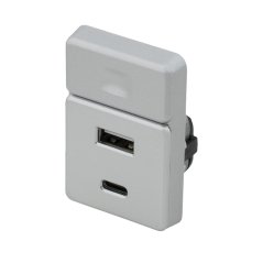USB A-C DOUBLE nabíječka s vypínačem - aluminium