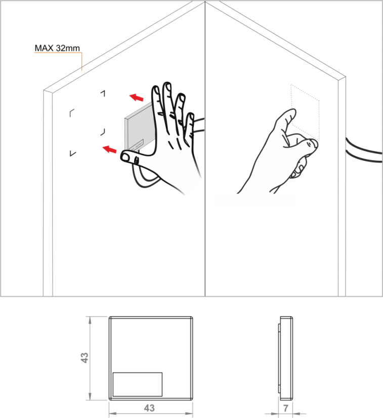 Vypínač pod desku dotykový FURNIKA