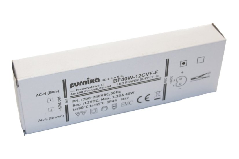 LED napáječ IP44 FURNIKA 40W 12V s IP44 konektorem