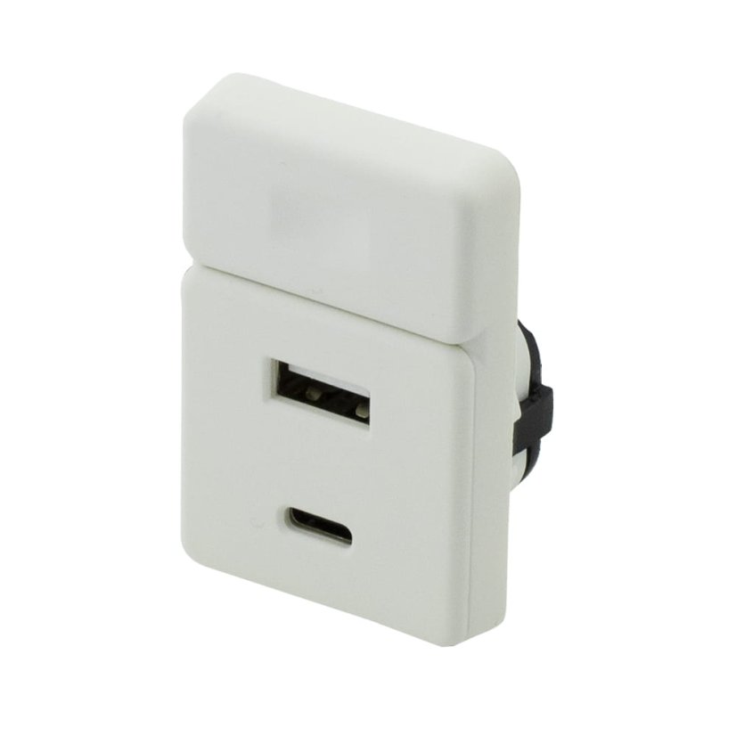 USB A-C DOUBLE nabíječka s vypínačem - bílá