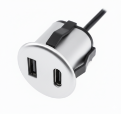 USB A-C nabíječka kulatá - aluminium