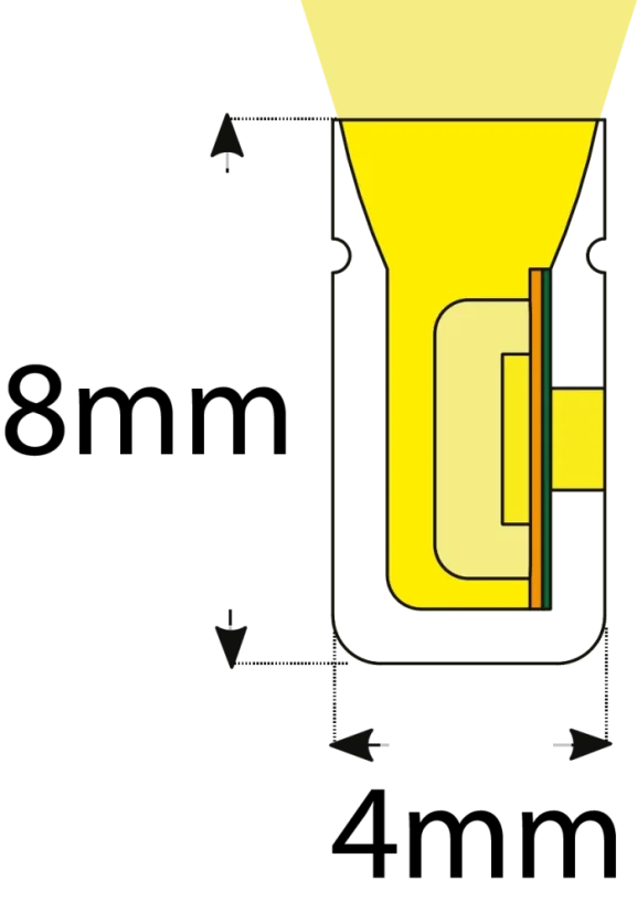 Neon LED pásek 4x8mm neutrální bílá 120led/m 8W/m 12V 5m