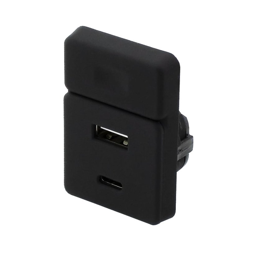 USB A-C DOUBLE nabíječka s vypínačem - černá