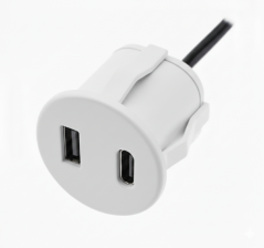 USB A-C nabíječka kulatá - bílá