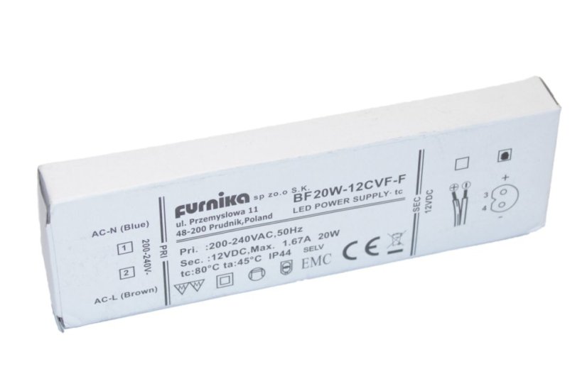 LED napáječ IP44 FURNIKA 20W 12V s IP44 konektorem