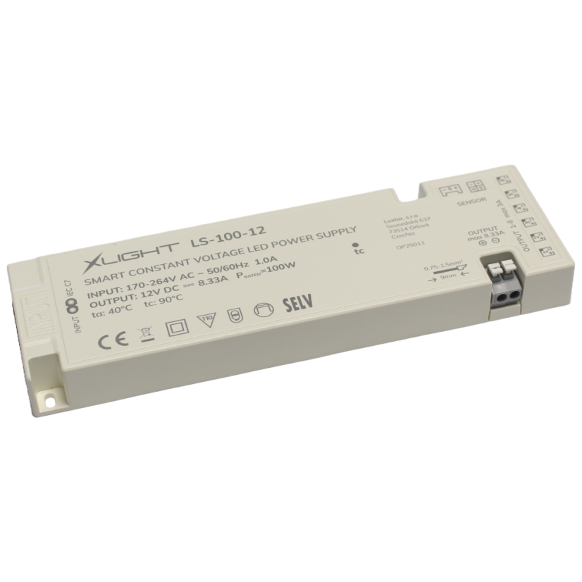 XLIGHT LED napáječ 100W 12V (LS-100-12) se senzorovým vstupem a mini led konektory