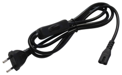 Kabel C7 s vypínačem a vidlicí 1,5m černý pro LED napáječ XLIGHT